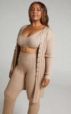 Showpo Farhana Rib Knitted Longline Cardigan In Beige -Showpo Women's Clothing Store Farhana Rib Knitted Longline Cardigan in Beige 2528ST22010057012529 3