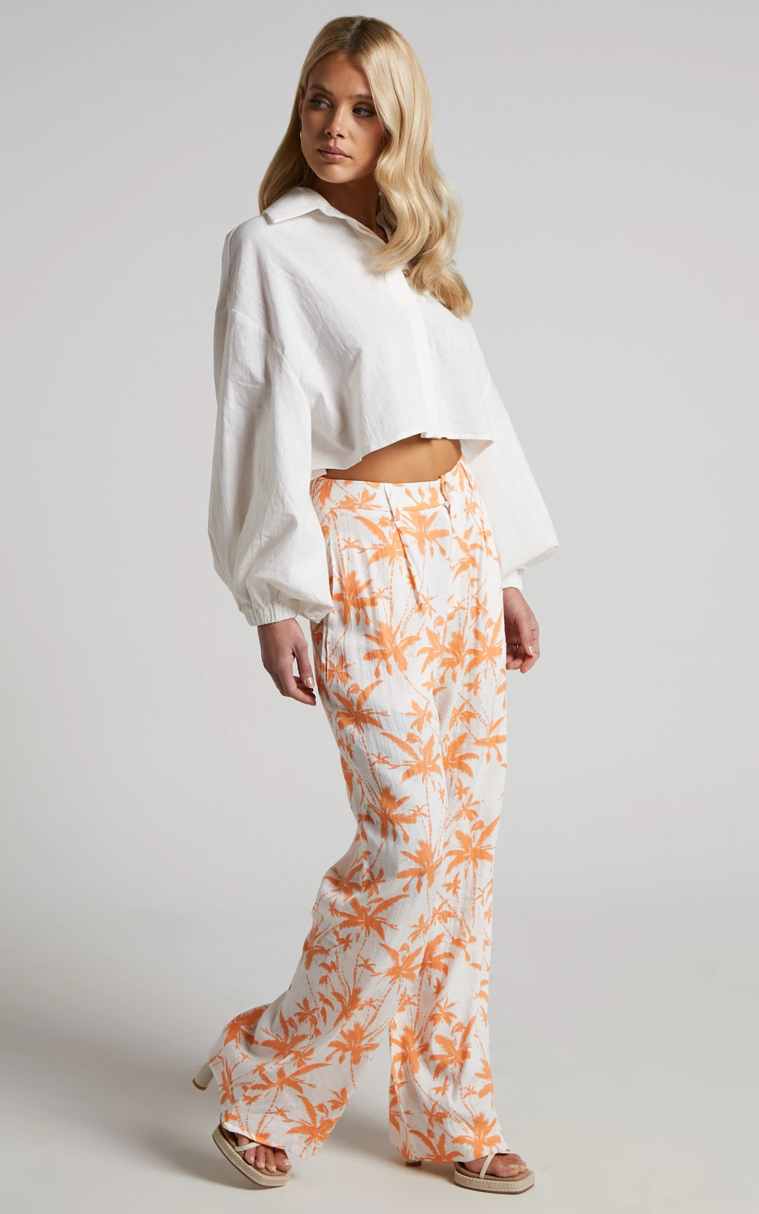 Showpo Fayella Trousers - Mid Rise Relaxed Straight Leg Trousers In Orange Palm 5 Showpo Fayella Trousers - Mid Rise Relaxed Straight Leg Trousers In Orange Palm - Image 5