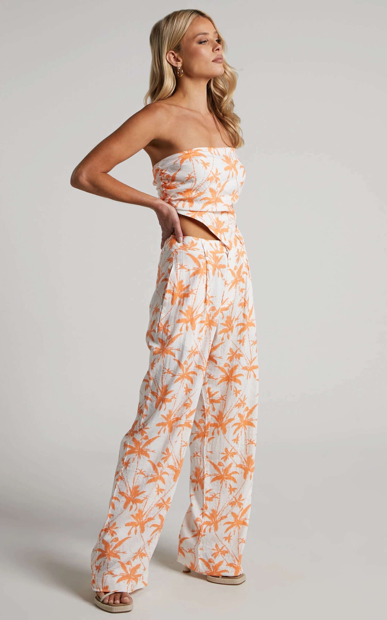 Showpo Fayella Trousers - Mid Rise Relaxed Straight Leg Trousers In Orange Palm 4 Showpo Fayella Trousers - Mid Rise Relaxed Straight Leg Trousers In Orange Palm - Image 4