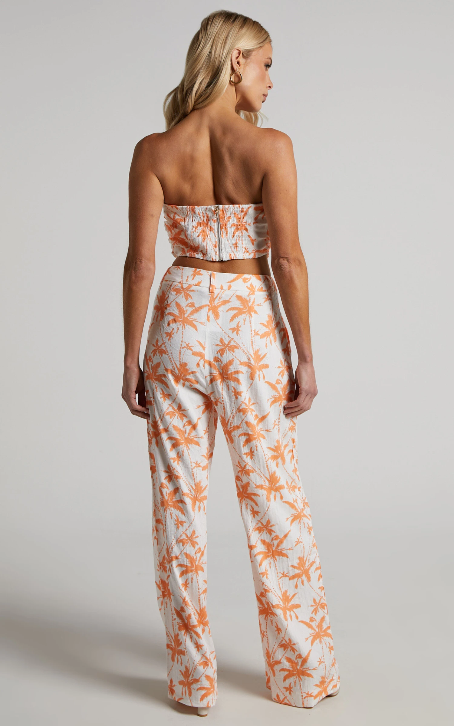 Showpo Fayella Trousers - Mid Rise Relaxed Straight Leg Trousers In Orange Palm 7 Showpo Fayella Trousers - Mid Rise Relaxed Straight Leg Trousers In Orange Palm - Image 7