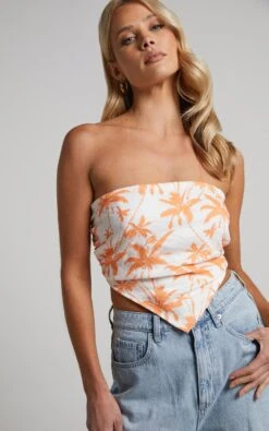 Showpo Fayella Top - Strapless Scarf Bandeau Top In Orange Palm 11 Showpo Fayella Top - Strapless Scarf Bandeau Top In Orange Palm -Showpo Women's Clothing Store Fayella Strapless Scarf Bandeau Top in Orange 2528ST22110019012529 11