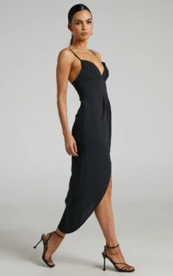 Showpo Fenella Sweetheart Drape Front Midi Dress In Black 8 Showpo Fenella Sweetheart Drape Front Midi Dress In Black -Showpo Women's Clothing Store Fenella Drape Front Dress in Black 2528SD22050004012529 2