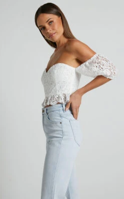 Showpo Fhely Lace Puff Sleeve Corset In White 14 Showpo Fhely Lace Puff Sleeve Corset In White -Showpo Women's Clothing Store Fhely Lace Puff Sleeve Corset in White 5