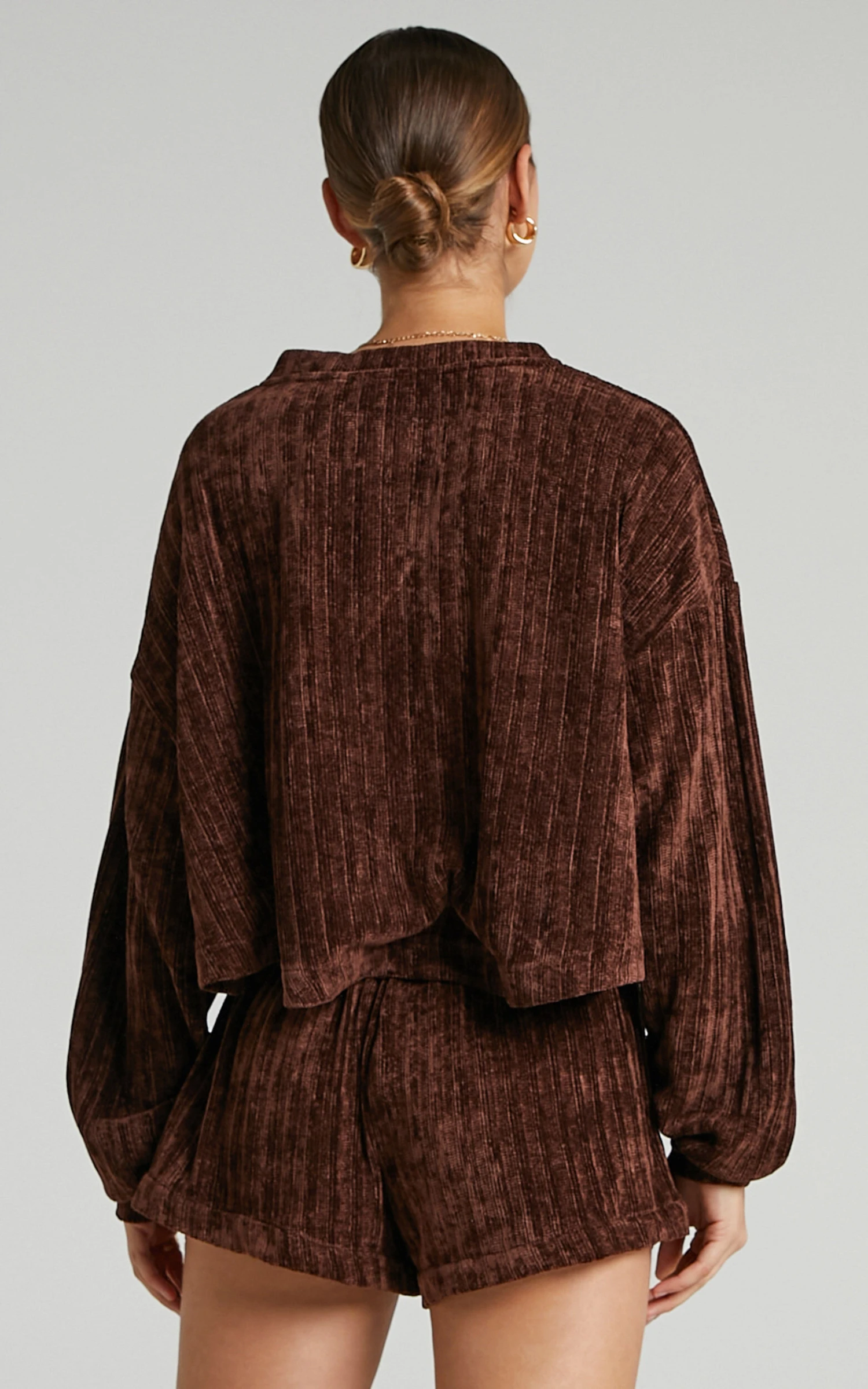 Showpo Filomena Chenille Slouch Crop Top In Chocolate 7 Showpo Filomena Chenille Slouch Crop Top In Chocolate - Image 7