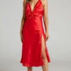 Showpo Florentina Twist Front Open Tie Back Midi Dress In Red