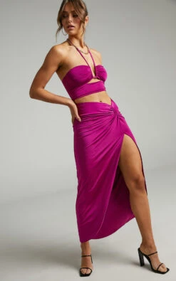 Showpo Forrest Halter Neck Top Twist Midi Skirt Two Piece Set In Berry 12 Showpo Forrest Halter Neck Top Twist Midi Skirt Two Piece Set In Berry -Showpo Women's Clothing Store Forrest Halter Neck Top Twist Midi Skirt Two Piece Set in Berry 2528SC21070016012529 10