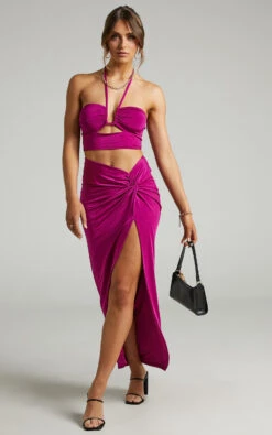 Showpo Forrest Halter Neck Top Twist Midi Skirt Two Piece Set In Berry 14 Showpo Forrest Halter Neck Top Twist Midi Skirt Two Piece Set In Berry -Showpo Women's Clothing Store Forrest Halter Neck Top Twist Midi Skirt Two Piece Set in Berry 2528SC21070016012529 7