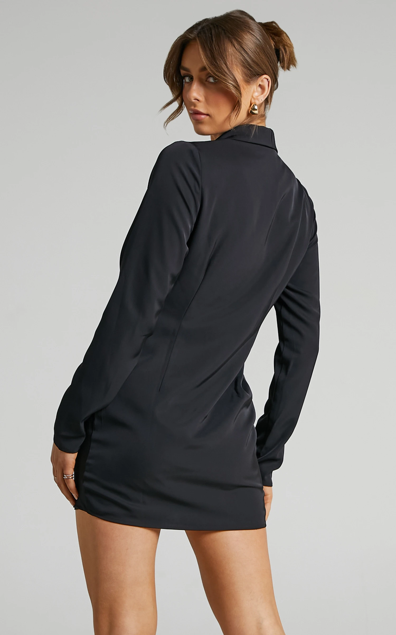 Showpo Francine Lapel Shirt Dress In Black 8 Showpo Francine Lapel Shirt Dress In Black - Image 8