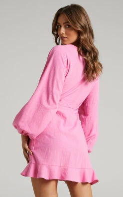 Showpo Francoise Long Sleeve Wrap Mini Dress In Pink 16 Showpo Francoise Long Sleeve Wrap Mini Dress In Pink -Showpo Women's Clothing Store Francoise Wrap Style Dress Dress in Pink 2528SD21110093012529 6