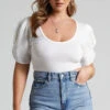 Showpo Franky Short Twist Sleeve Bodysuit In White