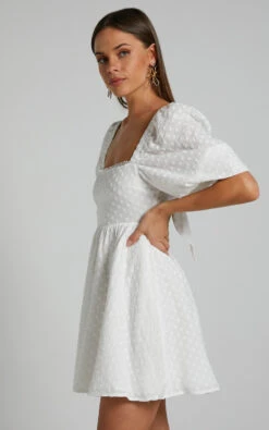 Showpo Gabien Square Neck Blouson Sleeve Mini Dress In White 13 Showpo Gabien Square Neck Blouson Sleeve Mini Dress In White -Showpo Women's Clothing Store Gabien Square Neck Blouson Sleeve Mini Dress in White 5