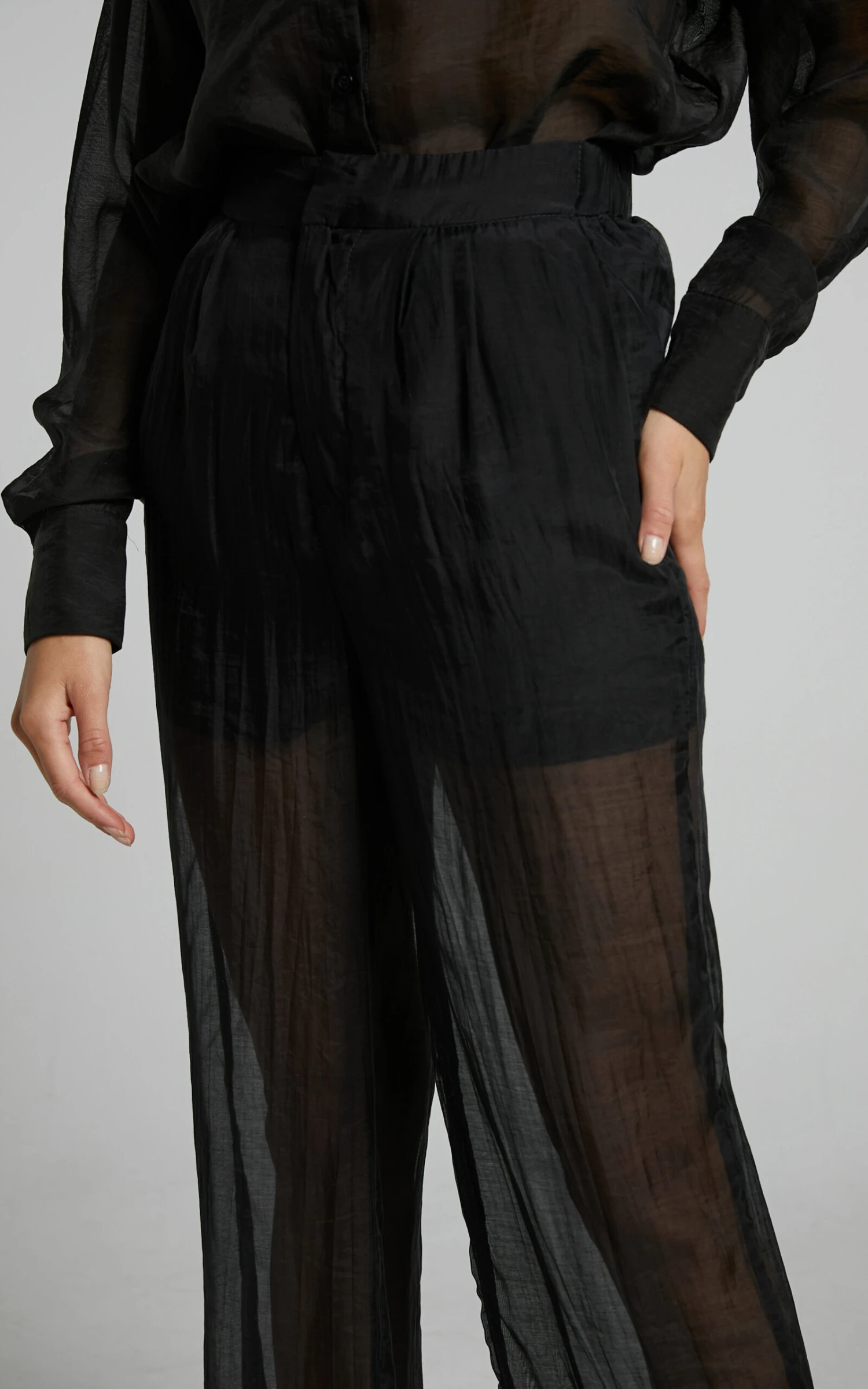 Showpo Garrick High Waisted Semi Sheer Pant In Black 3 Showpo Garrick High Waisted Semi Sheer Pant In Black - Image 3