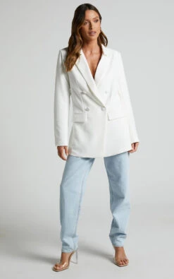 Showpo Genelyn Blazer - Double Breasted Blazer In White -Showpo Women's Clothing Store Genelyn Blazer Double Breasted Blazer in White