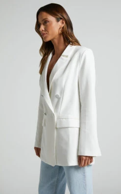 Showpo Genelyn Blazer - Double Breasted Blazer In White -Showpo Women's Clothing Store Genelyn Blazer Double Breasted Blazer in White 4