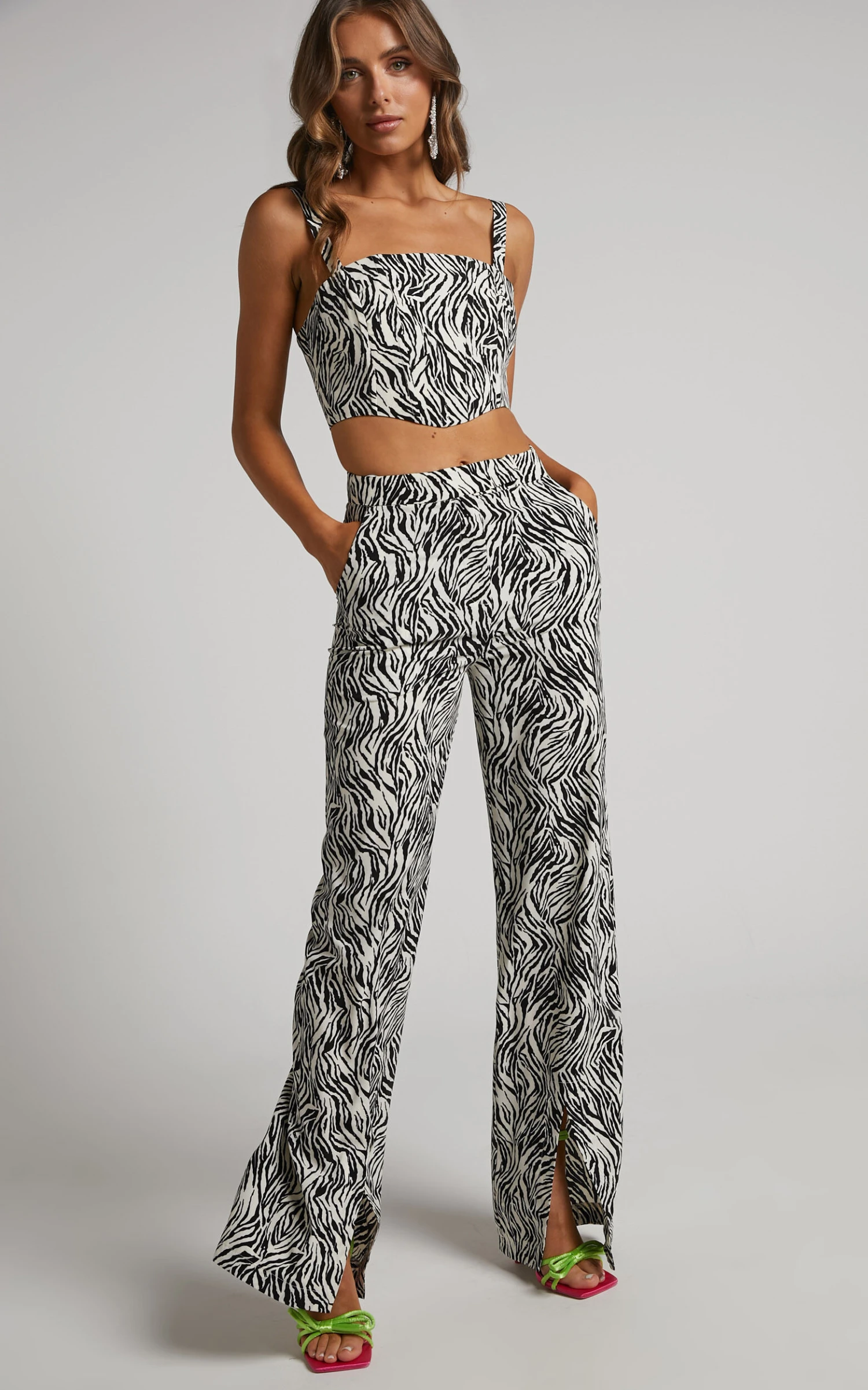Showpo Gizelle Pants - Tailored Straight Leg Split Hem Pants In Zebra Print 2 Showpo Gizelle Pants - Tailored Straight Leg Split Hem Pants In Zebra Print - Image 2