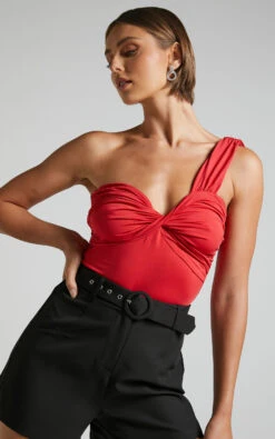 Showpo Armanda Shorts - High Waisted Belted Shorts In Black 12 Showpo Armanda Shorts - High Waisted Belted Shorts In Black -Showpo Women's Clothing Store Greita Bodysuit Twist Front One Shoulder Bodysuit in Red 5