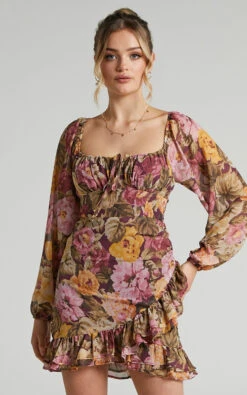 Showpo Grizela Gathered Bust Long Sleeve Mini Dress In Classic Floral 12 Showpo Grizela Gathered Bust Long Sleeve Mini Dress In Classic Floral -Showpo Women's Clothing Store Grizela Dress in Classic Floral 2528SD21020006022529 2