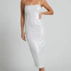 Showpo Gween Clear Sequin Sheer Midi Dress In White