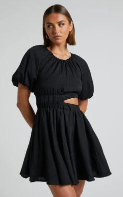Showpo Hadley Puff Sleeve Cut Out Mini Dress In Black 13 Showpo Hadley Puff Sleeve Cut Out Mini Dress In Black -Showpo Women's Clothing Store Hadley Puff sleeve cut out mini dress in Black 2