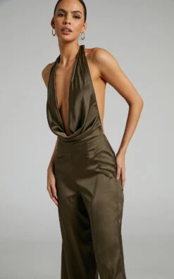 Showpo Haneen Plunge Cowl Neck Jumpsuit In Olive 11 Showpo Haneen Plunge Cowl Neck Jumpsuit In Olive -Showpo Women's Clothing Store Haneen Plunge Cowl Neck Jumpsuit in Olive 2528SP22040009012529 4