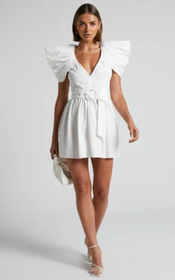 Showpo Haydie Mini Dress - Exaggerated Shoulder Belted Dress In White 12 Showpo Haydie Mini Dress - Exaggerated Shoulder Belted Dress In White -Showpo Women's Clothing Store Haydie Mini Dress Exaggerated Shoulder Belted Dress in White