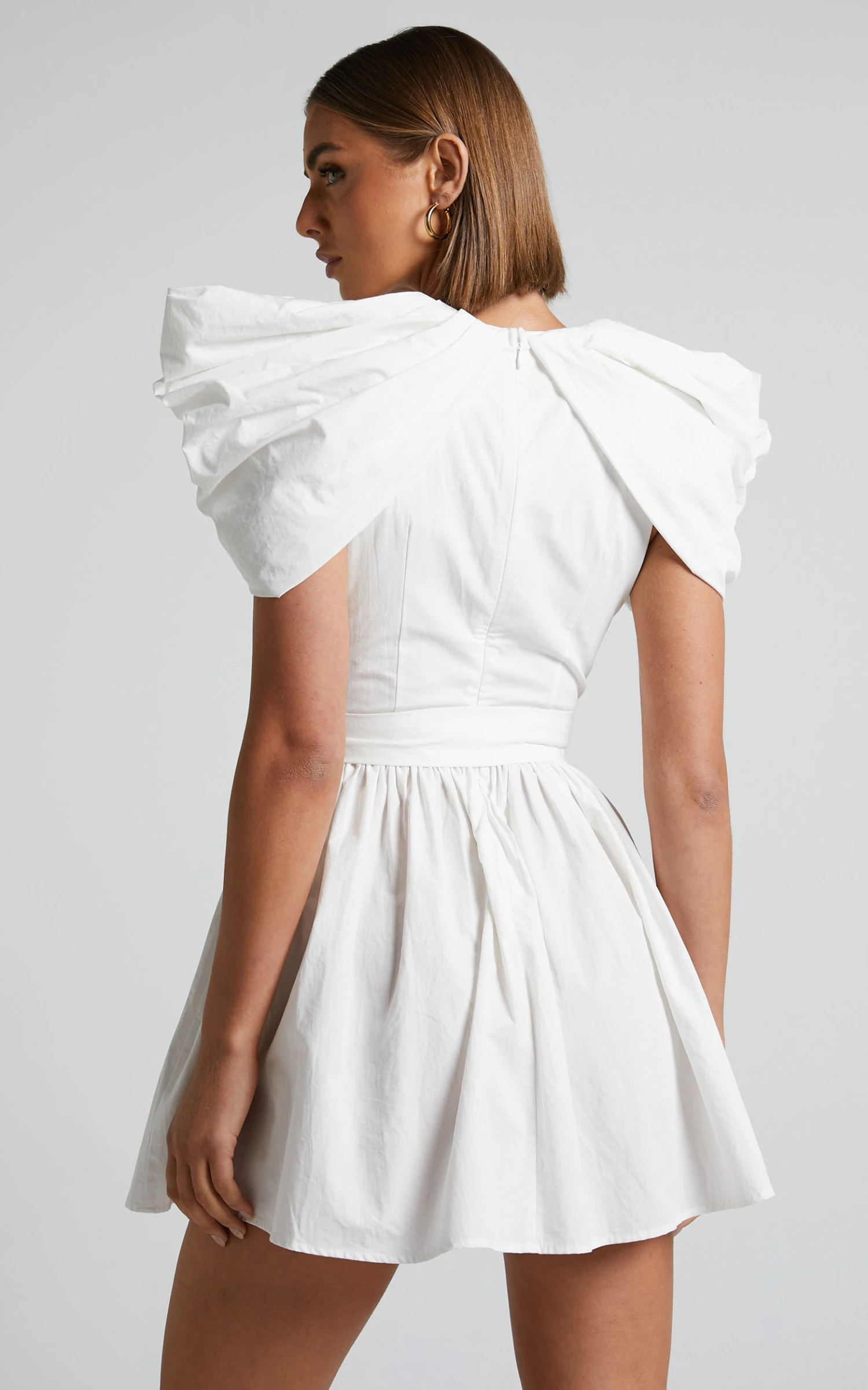 Showpo Haydie Mini Dress - Exaggerated Shoulder Belted Dress In White 7 Showpo Haydie Mini Dress - Exaggerated Shoulder Belted Dress In White - Image 7
