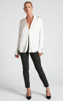 Showpo Hayien Shirt - Long Sleeve Plunge Shirt In Champagne 9 Showpo Hayien Shirt - Long Sleeve Plunge Shirt In Champagne -Showpo Women's Clothing Store Hayien Shirt Long Sleeve Plunge Shirt in Champagne