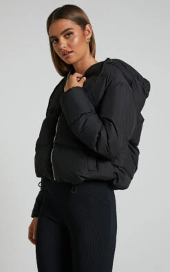 Showpo Helgi Hooded Puffer Jacket In Black -Showpo Women's Clothing Store Helgi Hooded Puffer Jacket in Black 5