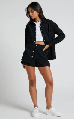 Showpo Hillevi Corduroy Shacket In Black 11 Showpo Hillevi Corduroy Shacket In Black -Showpo Women's Clothing Store Hillevi Corduroy Shacket in Black 1