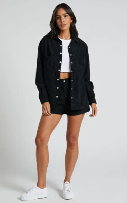 Showpo Hillevi Corduroy Shacket In Black 13 Showpo Hillevi Corduroy Shacket In Black -Showpo Women's Clothing Store Hillevi Corduroy Shacket in Black 2