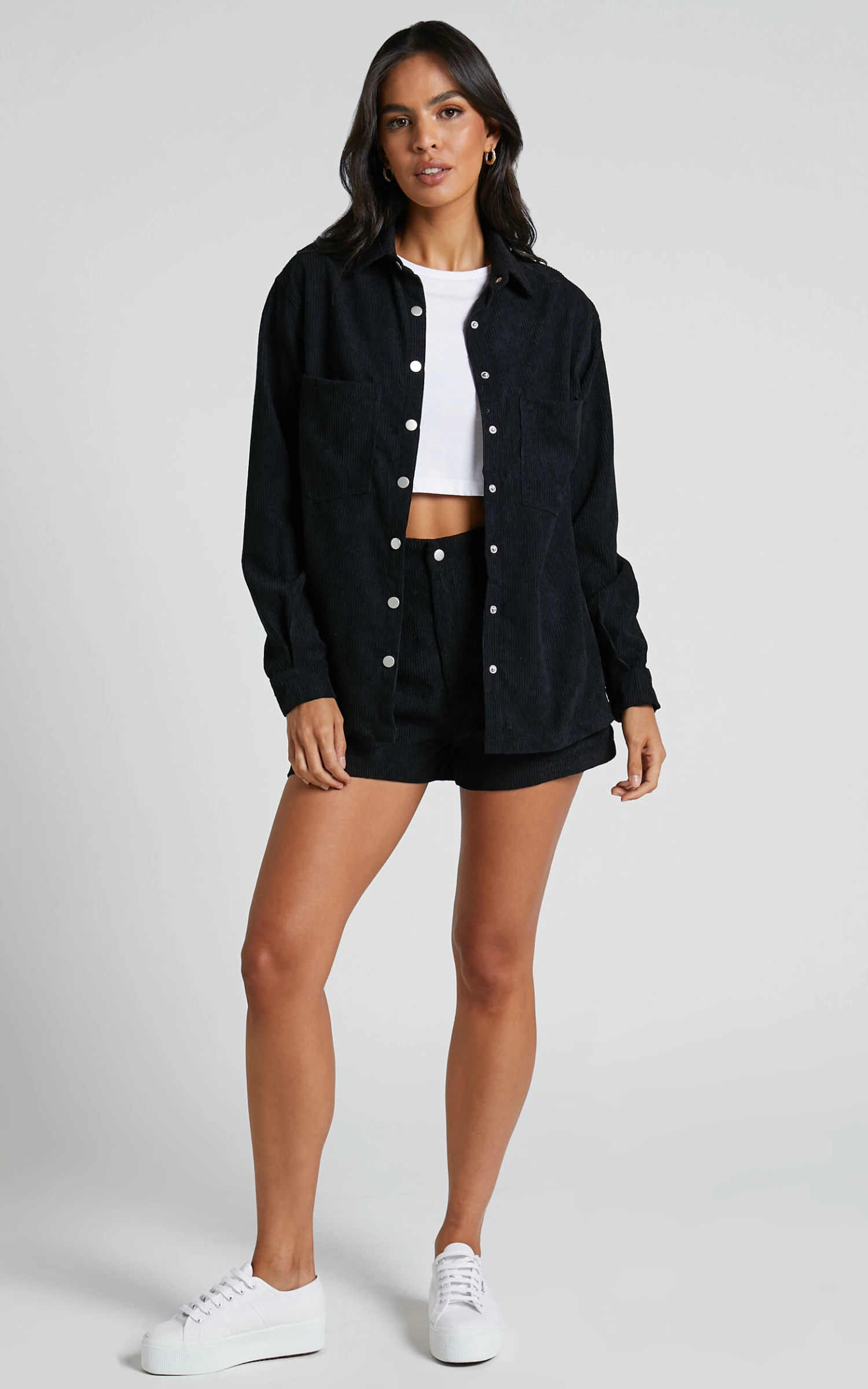 Showpo Hillevi Corduroy Shacket In Black 6 Showpo Hillevi Corduroy Shacket In Black - Image 6