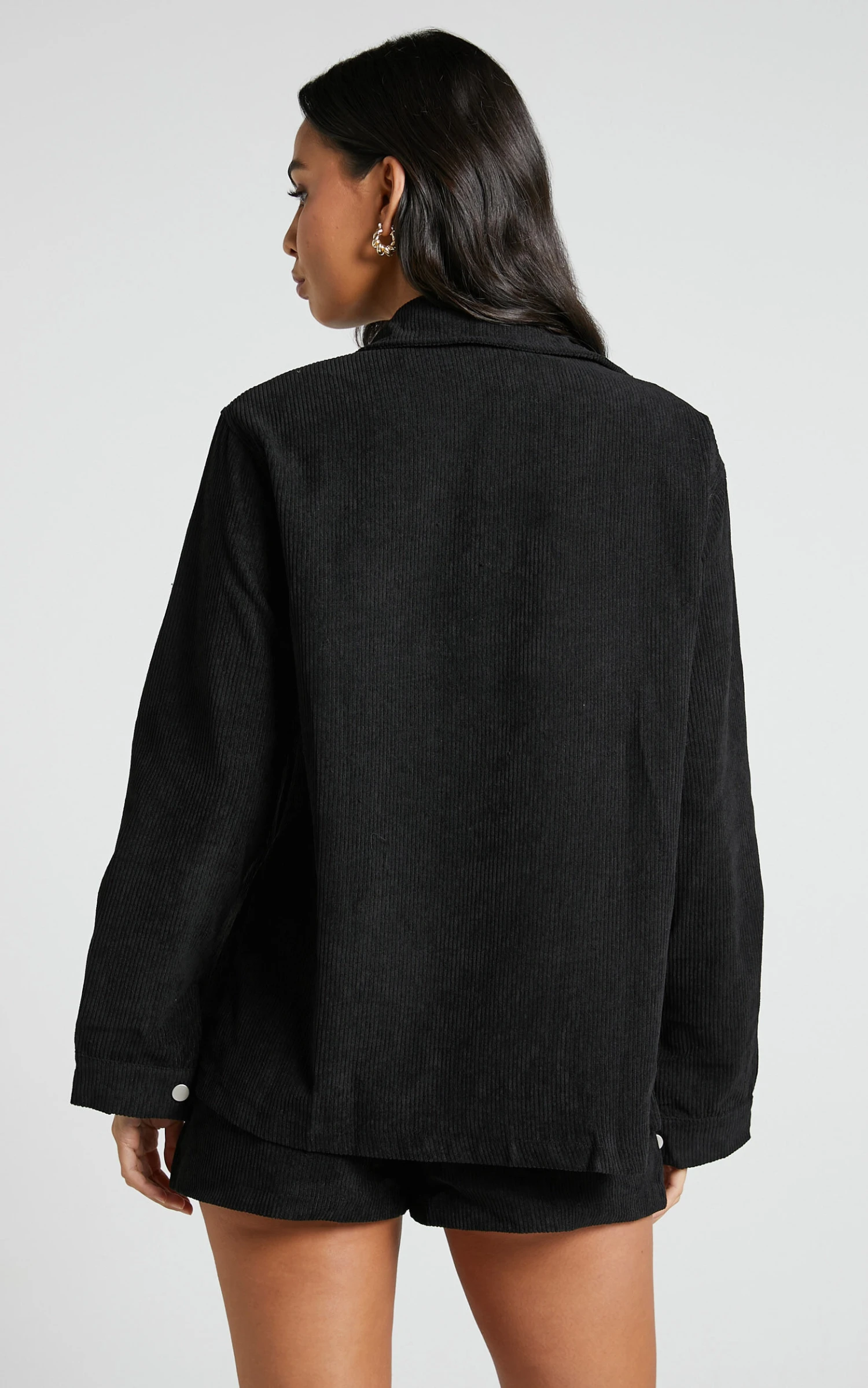 Showpo Hillevi Corduroy Shacket In Black 7 Showpo Hillevi Corduroy Shacket In Black - Image 7