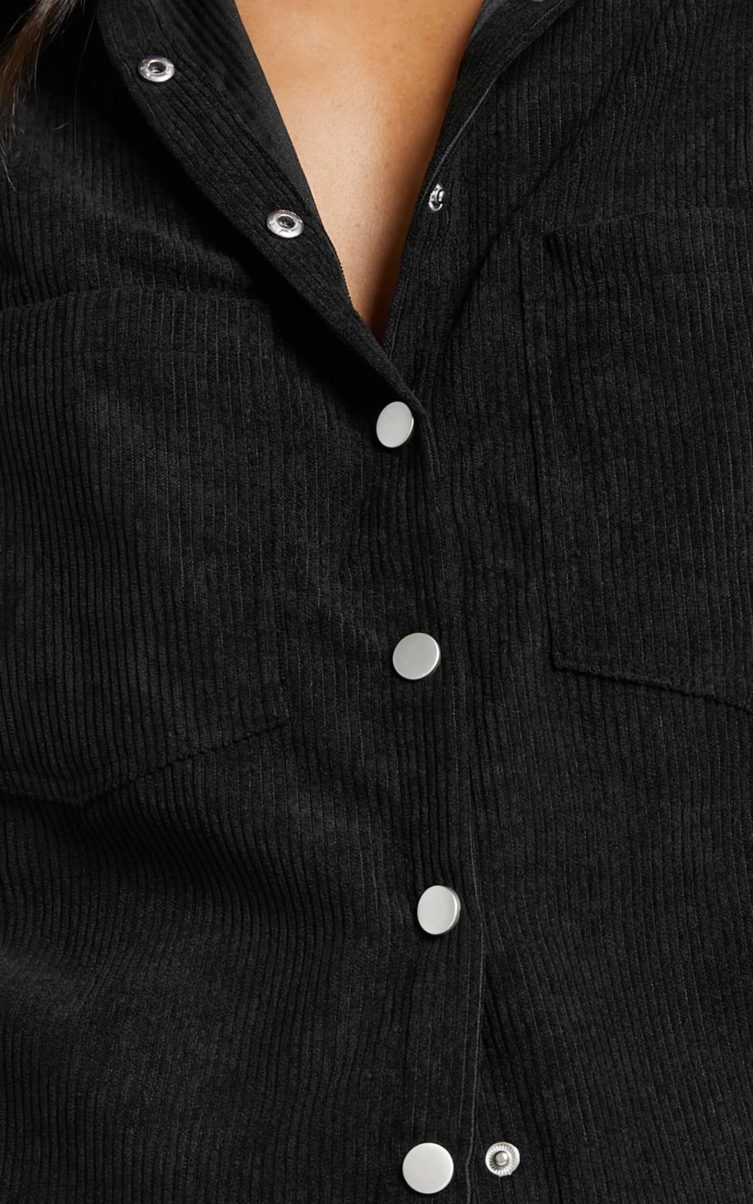 Showpo Hillevi Corduroy Shacket In Black 8 Showpo Hillevi Corduroy Shacket In Black - Image 8