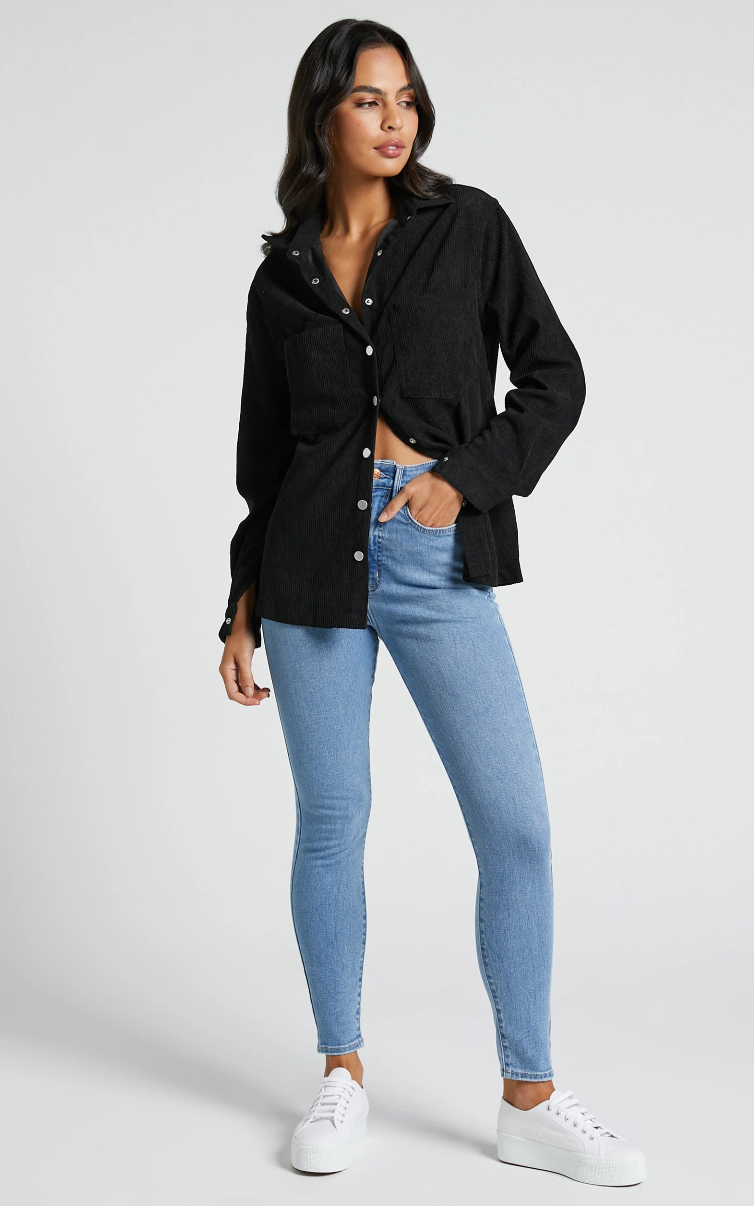 Showpo Hillevi Corduroy Shacket In Black 5 Showpo Hillevi Corduroy Shacket In Black - Image 5