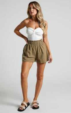 Showpo Hiromi High Waisted A-Line Shorts In Khaki 13 Showpo Hiromi High Waisted A-Line Shorts In Khaki -Showpo Women's Clothing Store Hiromi High Waisted A Line Shorts in Khaki 1