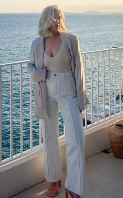 Showpo Malcolm Jeans - Mid Rise Contrast Stitch Flared Jeans In White Denim