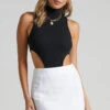 Showpo International Babe Mini Skirt In White Linen Look