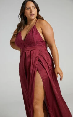 Showpo Inspired Tribe Plunge Neckline Thigh Split Maxi Dress In Wine 9 Showpo Inspired Tribe Plunge Neckline Thigh Split Maxi Dress In Wine -Showpo Women's Clothing Store Inspired Tribe Maxi Dress In Wine S004812 Wine 9
