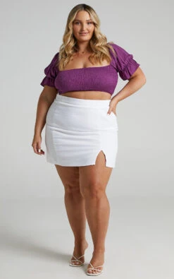 Showpo International Babe Mini Skirt In White Linen Look -Showpo Women's Clothing Store International Babe Skirt in White Linen Look S005775 WhiteLinen 1 1