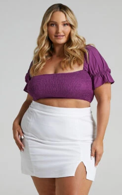 Showpo International Babe Mini Skirt In White Linen Look -Showpo Women's Clothing Store International Babe Skirt in White Linen Look S005775 WhiteLinen 2 2