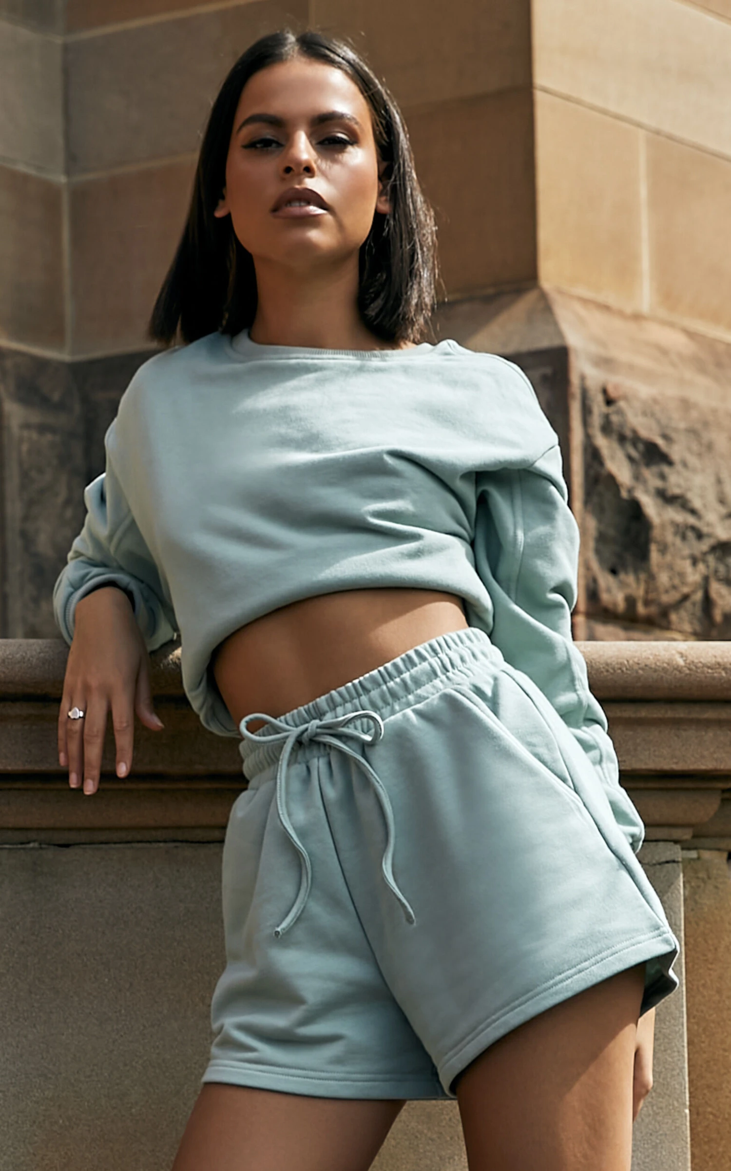 Showpo Jensome Boxy Fit Cropped Jersey Sweatshirt In Sage 2 Showpo Jensome Boxy Fit Cropped Jersey Sweatshirt In Sage - Image 2