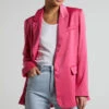 Showpo Jannie Blazer - Oversized Plunge Button Up Blazer In Pink