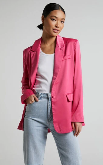 Showpo Jannie Blazer - Oversized Plunge Button Up Blazer In Pink 1 Showpo Jannie Blazer - Oversized Plunge Button Up Blazer In Pink
