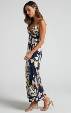 Showpo Jarrah Midi Dress - V Neck Thigh Split Slip Dress In Navy Floral 9 Showpo Jarrah Midi Dress - V Neck Thigh Split Slip Dress In Navy Floral -Showpo Women's Clothing Store Jarrah Midi Dress V Neck Thigh Split Slip Dress in Navy Floral 2
