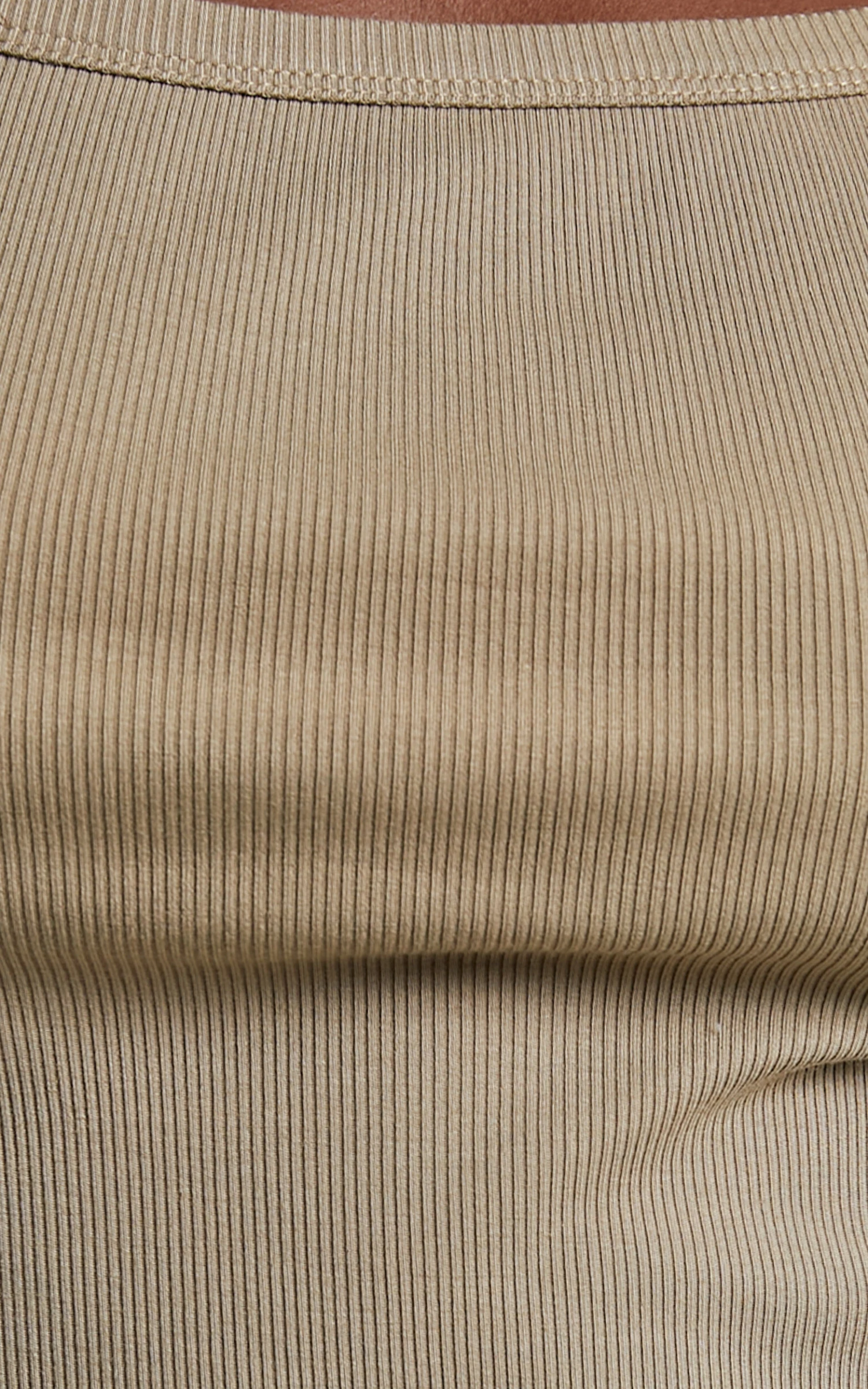 Showpo Jasper Ribbed Racerback Halter Top In Latte 5 Showpo Jasper Ribbed Racerback Halter Top In Latte - Image 5