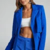 Showpo Jaxine Storm Flap Blazer In Cobalt