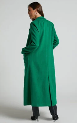 Showpo Jaya Double Breasted Collared Longline Coat In Green 16 Showpo Jaya Double Breasted Collared Longline Coat In Green -Showpo Women's Clothing Store Jaya Double Breasted Collared Longline Coat in Green 6