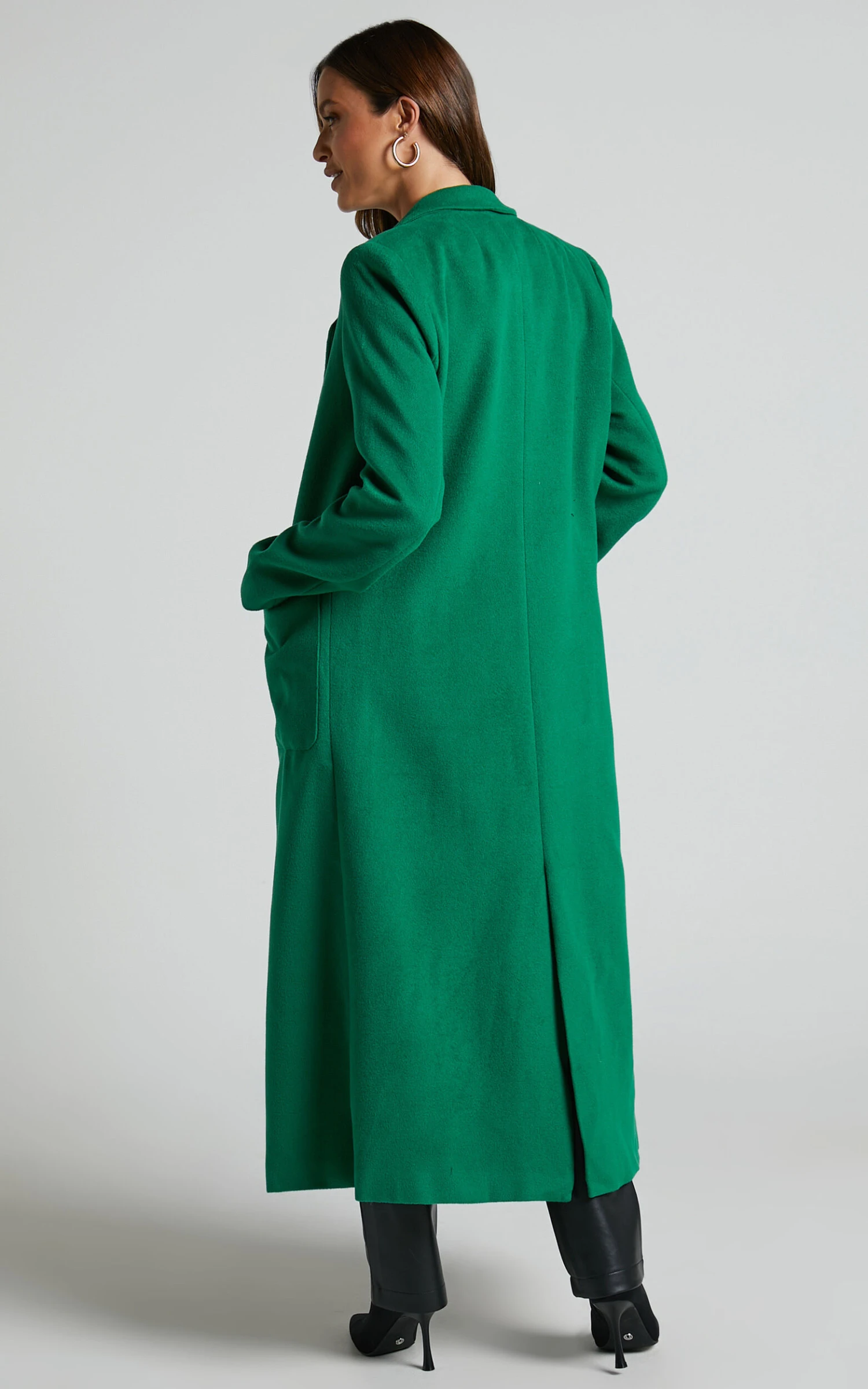 Showpo Jaya Double Breasted Collared Longline Coat In Green 8 Showpo Jaya Double Breasted Collared Longline Coat In Green - Image 8