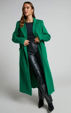 Showpo Jaya Double Breasted Collared Longline Coat In Green 13 Showpo Jaya Double Breasted Collared Longline Coat In Green -Showpo Women's Clothing Store Jaya Double Breasted Collared Longline Coat in Green 7