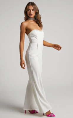 Showpo Jemmae Jumpsuit - Pearl Trim Strapless Wide Leg Jumpsuit In White 12 Showpo Jemmae Jumpsuit - Pearl Trim Strapless Wide Leg Jumpsuit In White -Showpo Women's Clothing Store Jemmae Pearl Trim Strapless Bustier Jumpsuit in White 2528SP22110002022529 4